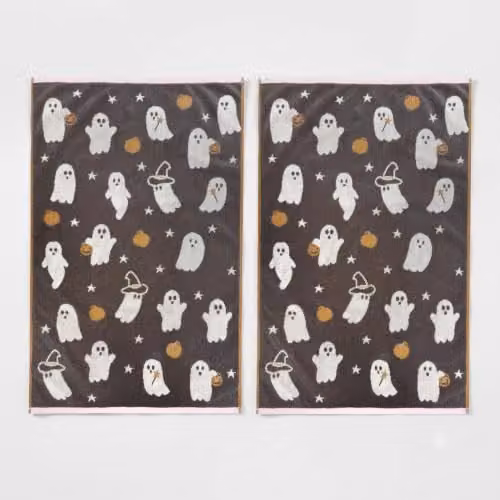 Odyssey Collection Ghosties Halloween Hand Towels, Pack of 2, 100% Cotton, 500GSM, W: 50 cm, H: 80 cm