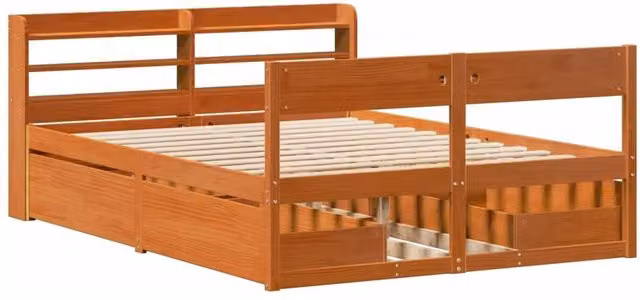 Berkfield Home King Size Solid Wood Pine Bed Frame in Waxed Brown, 150 x 200 cm