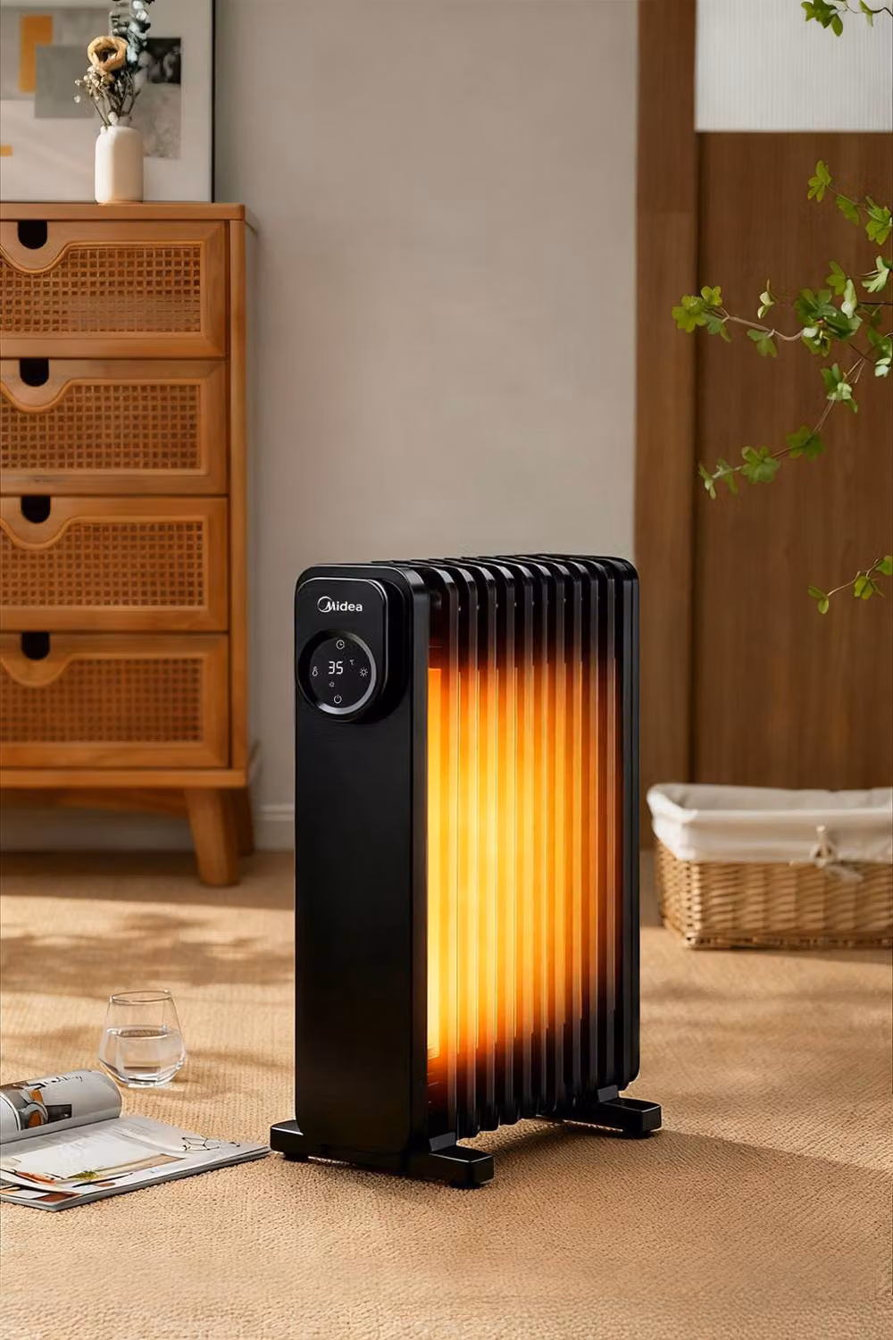 Midea 2.3kW 11-Fin Electric Oil-Filled Radiator with Remote Control and Overheat and Tip Over Protection, Black – 7