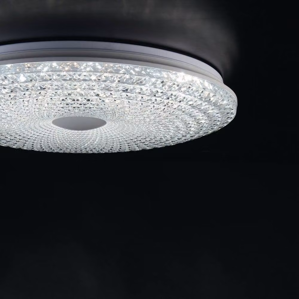 Netlighting UNIKA White LED Ceiling Light with Patterned Glass, Remote Control, CCT and WiFi Control, 4400lm – 2