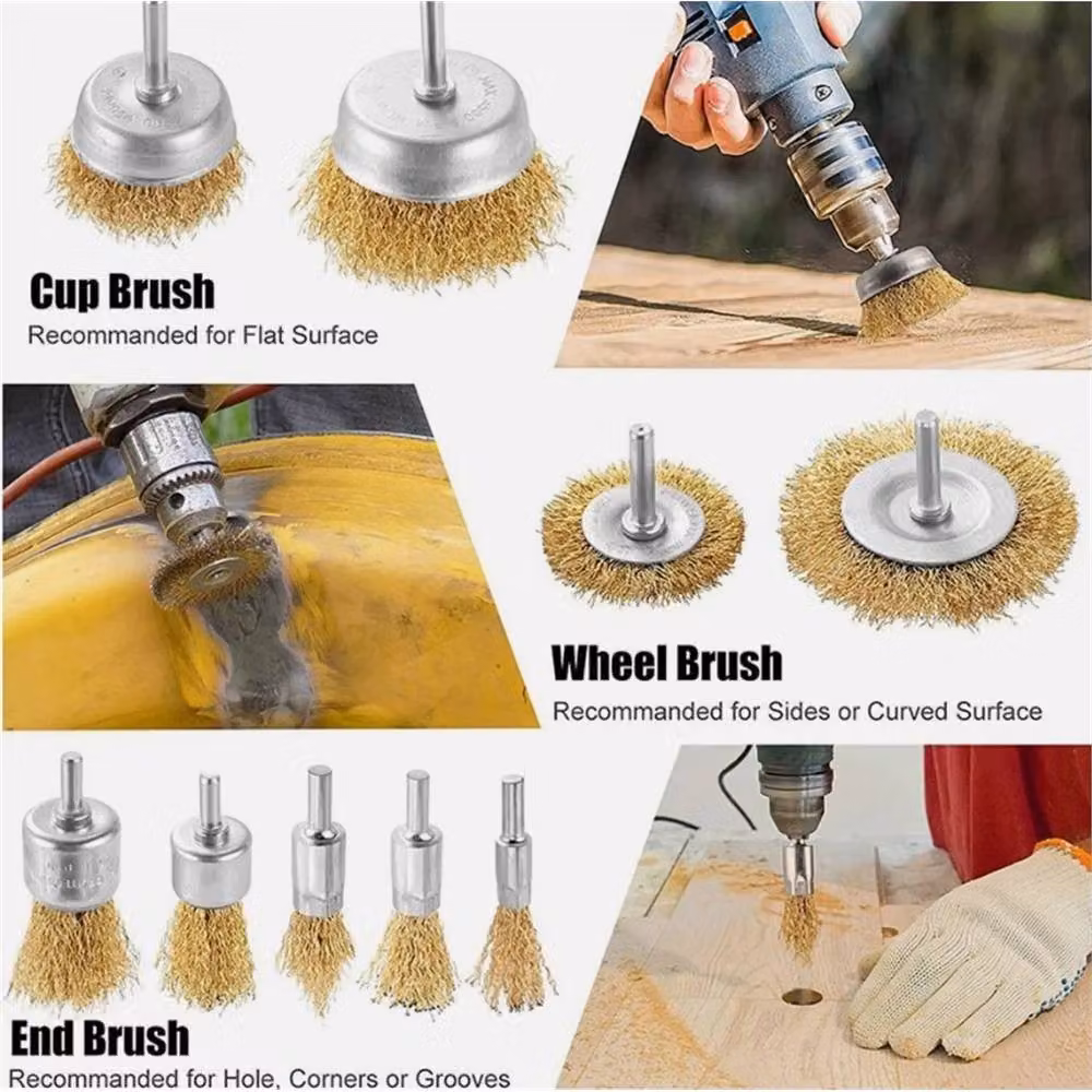 Nordara 27-Piece Gold and Silver Steel Rotary Drill Wire Brush Set with Wheel, Cup and Flat Sanding Wheels – 2