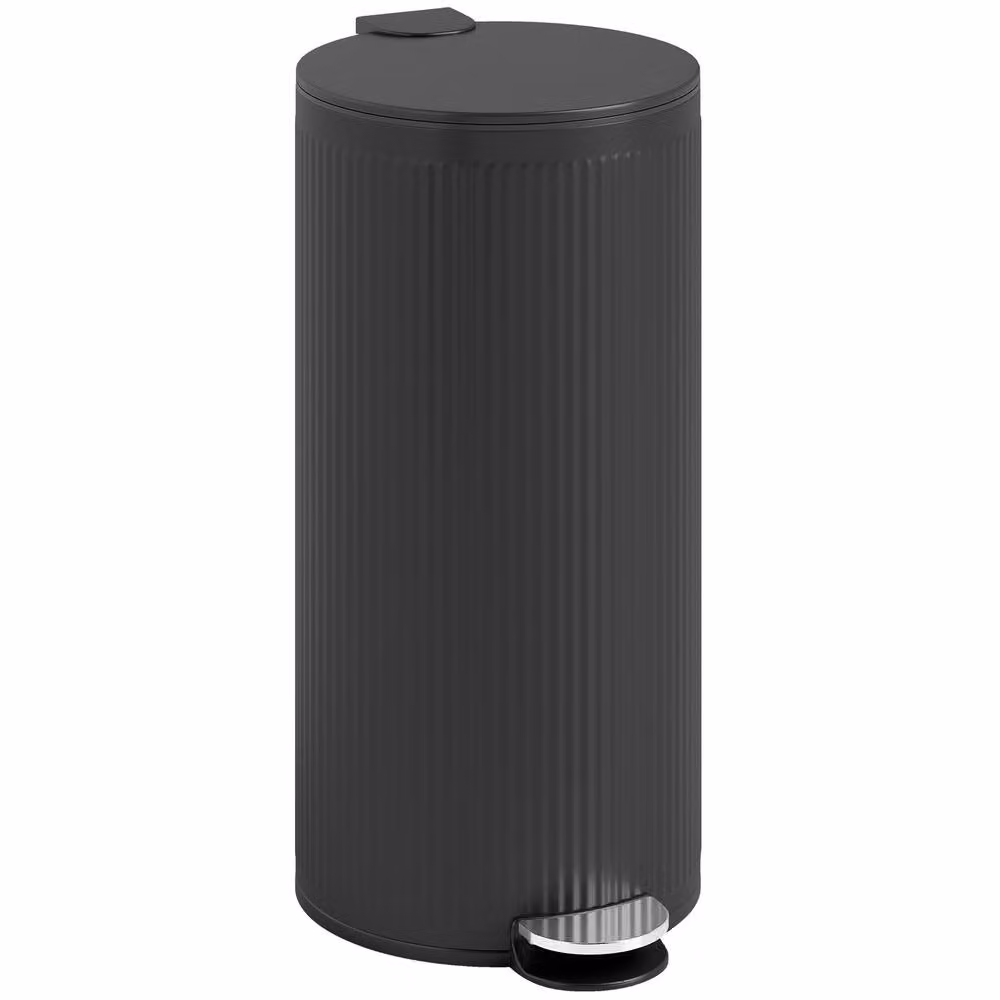 HOMCOM 30L Black Pedal Kitchen Bin with Removable Inner Bucket and Soft Close Function – 2