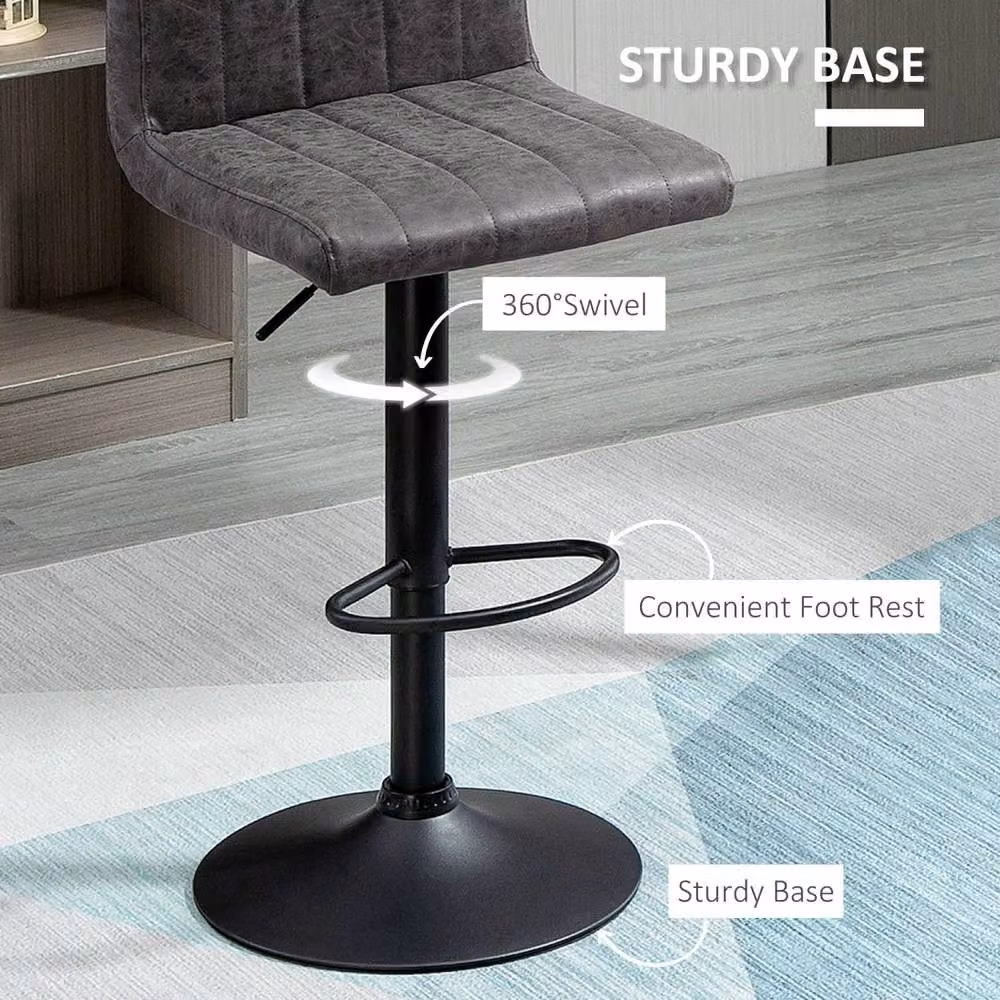 Wyld Haus Ralava Set of 2 Grey Faux Leather Adjustable Swivel Bar Stools – 8