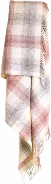 Tweedmill Meadow Check Wool Throw Blanket in Dusky Pink