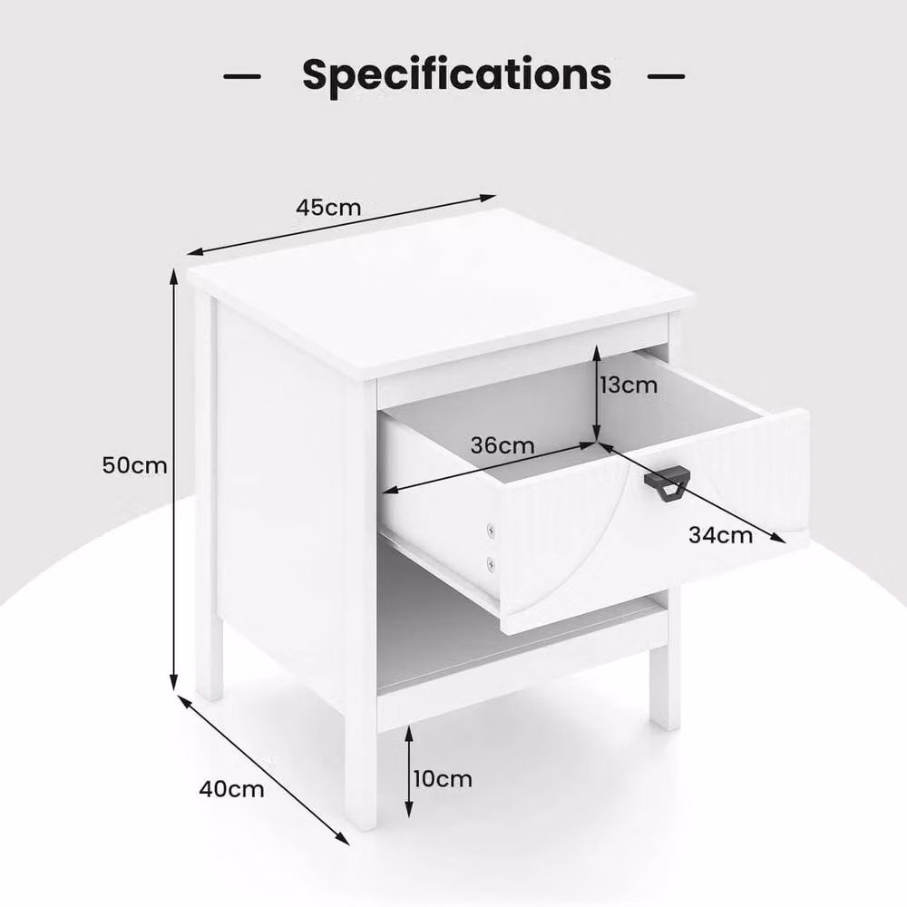 EONLION 2-tier Wood Side Table in White – 2