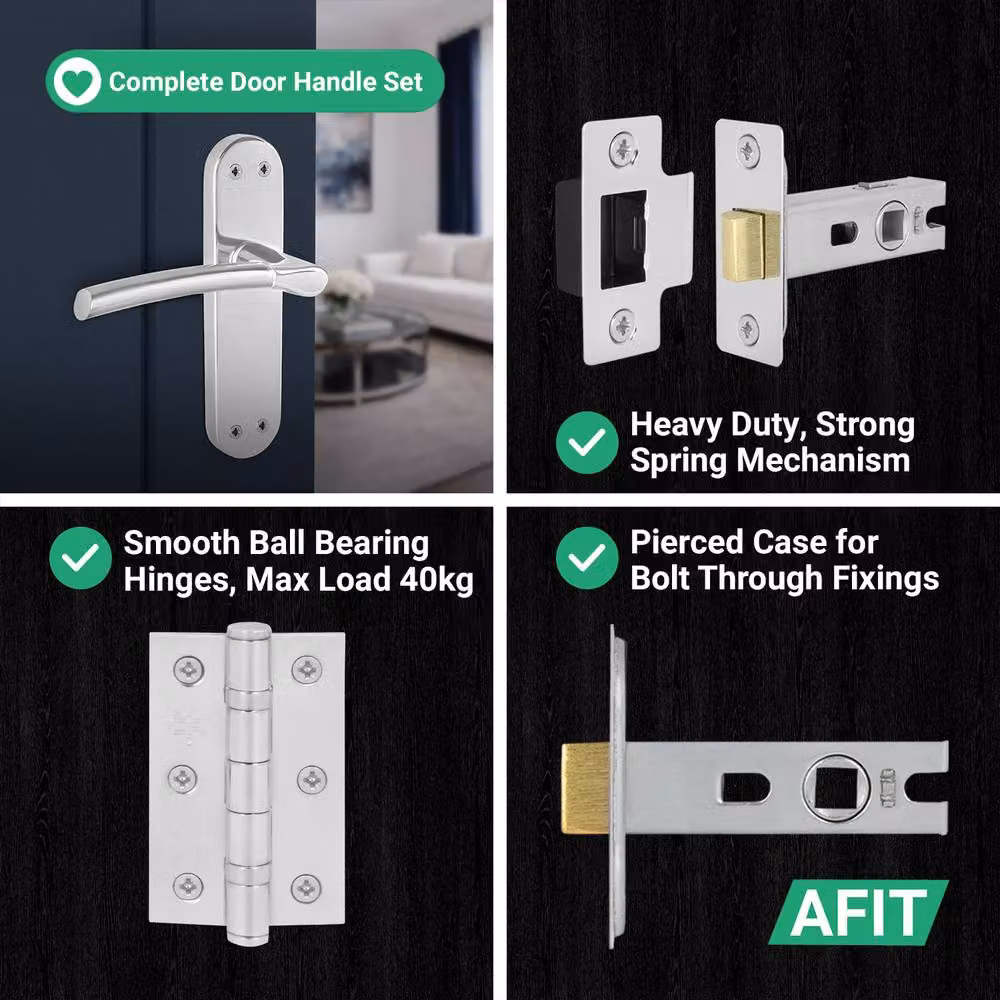 AFIT Boston Chrome and Satin Nickel Feature Handle Latch Hinges, 150 x 150 mm – 3