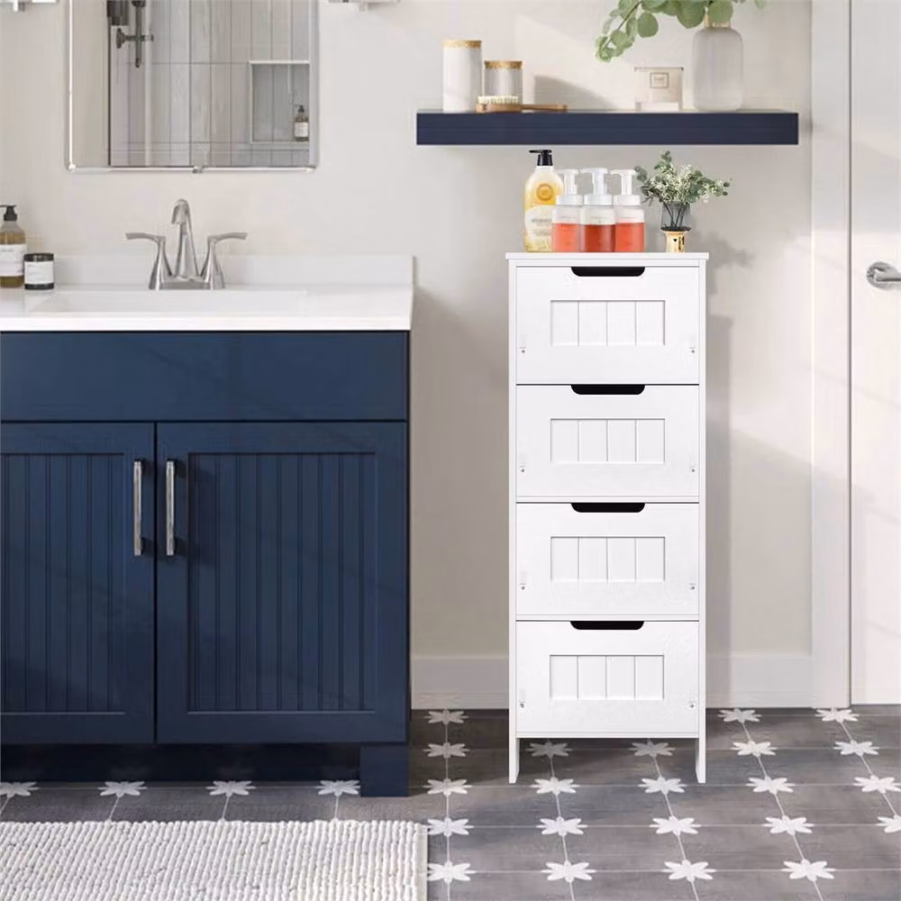 Nordara White 4-Drawer Bathroom Storage Cabinet – 2