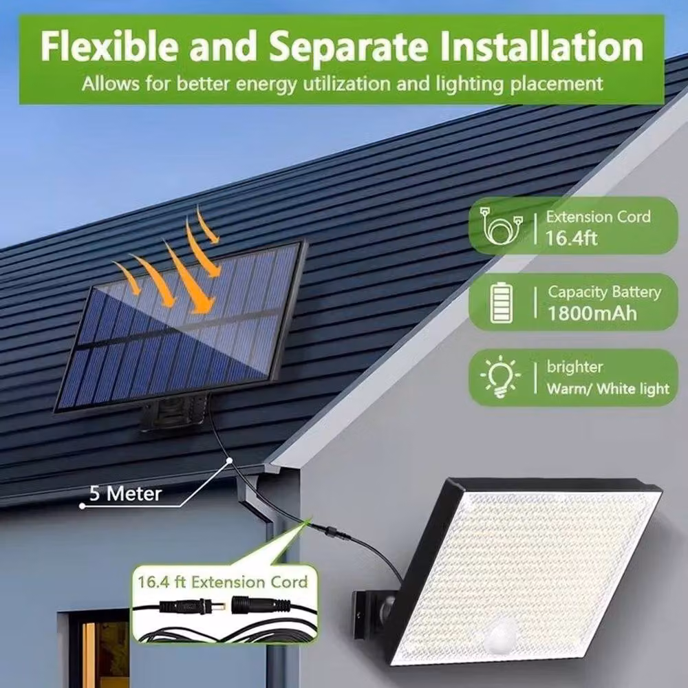 NESTLUNE Solar Motion Sensor Garden Floodlight with 400 LED and Remote Control, Black – 4