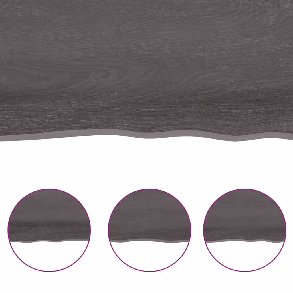 Berkfield Home Table Top Live Edge Solid Wood Countertop in Brown and Dark Grey, W: 100 cm, D: 60 cm, H: 2-6 cm – 4