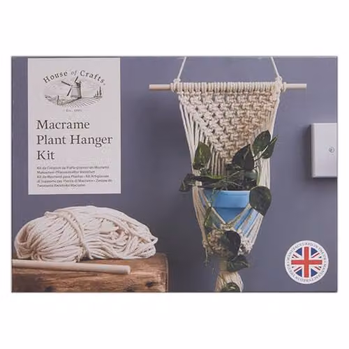 House Of Crafts Macrame Plant Hanger Single Craft Kit in Beige – 1