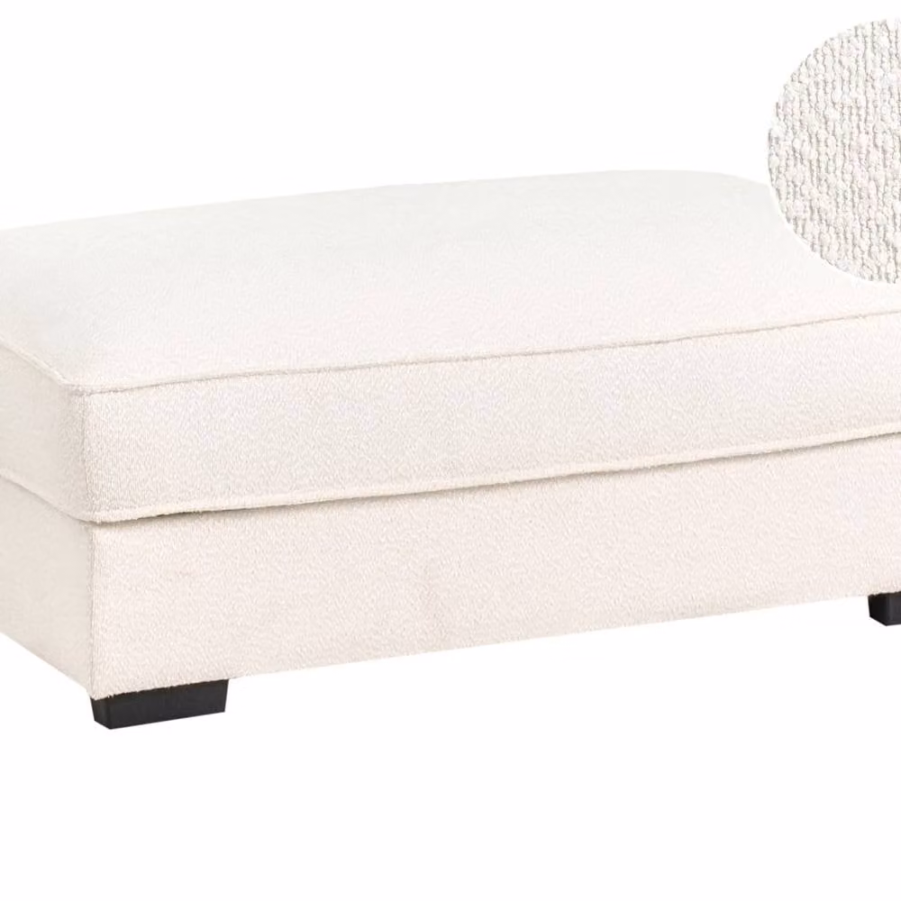 Wyld and Coco Square Ottoman Footstool in White Bouclé Fabric – 2