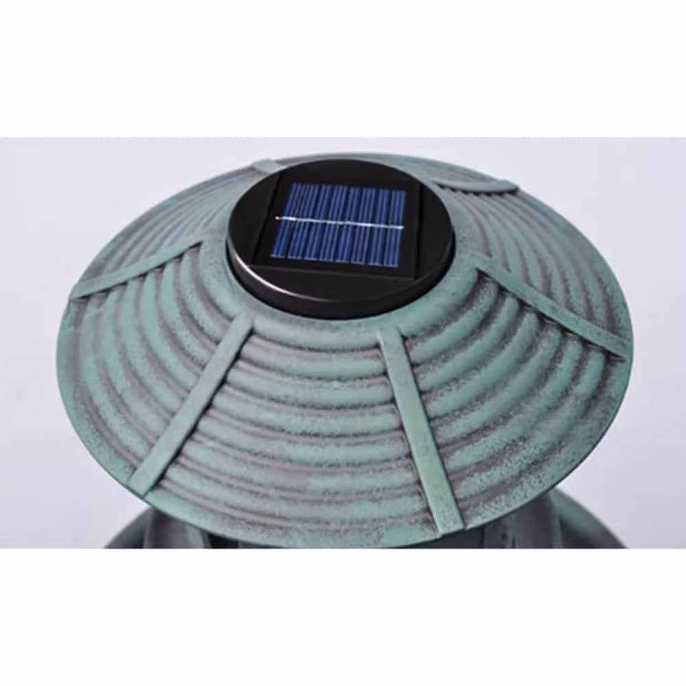 Berkfield Home Green Decorative Bird Bath and Feeder with Solar Light – 3