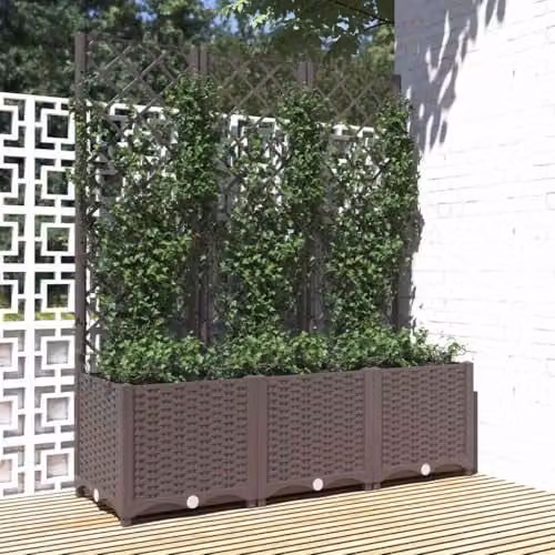 vidaXL Brown Plastic Garden Planter Tub for Climbers W: 120 cm, D: 40 cm, H: 136 cm – 2