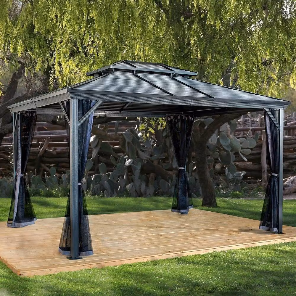 Sojag Ventura II Gazebo in Dark Grey with Aluminium and Galvanised Steel Frame, W/D/H: 297 x 362 x 273 cm – 2