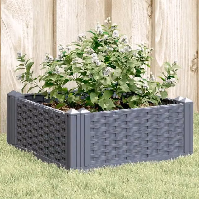 Berkfield Home Garden Planter with Pegs in Blue and Grey, W/D/H: 42.5 x 42.5 x 28.5 cm