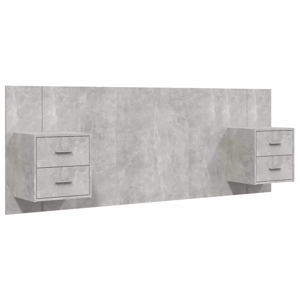 Berkfield Home Bed Headboard with Integrated Nightstands in Concrete Grey Engineered Wood – 2