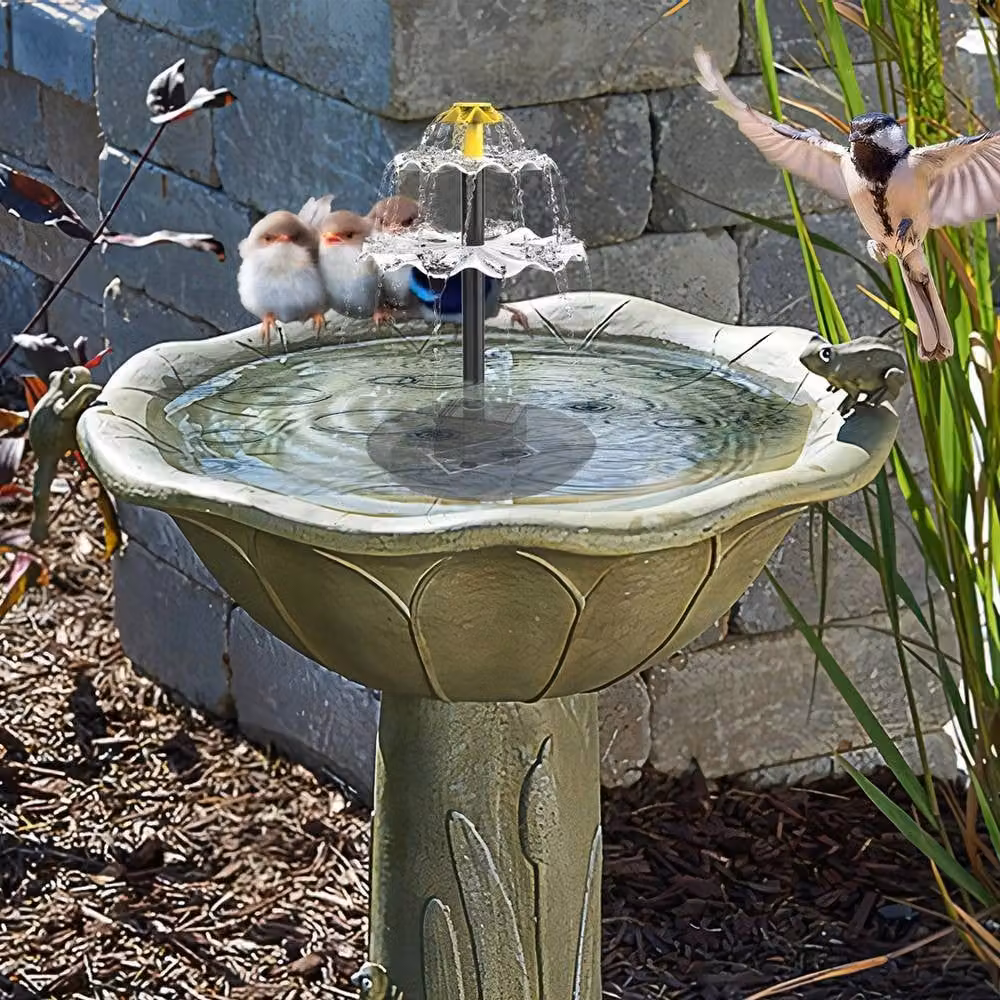 NESTLUNE Black Solar Fountain with Battery Backup, 8 LED Lights and 400L/H Flow Rate, W/D/H: 100 x 100 x 100 cm – 4