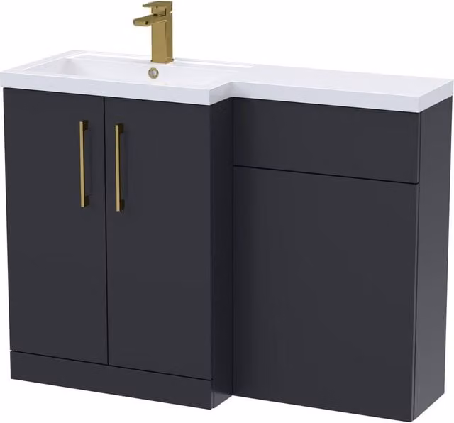 Balterley Modern Left-Hand Vanity and WC Unit Combination in Matt Dark Grey, W: 110 cm, H: 84 cm – 1