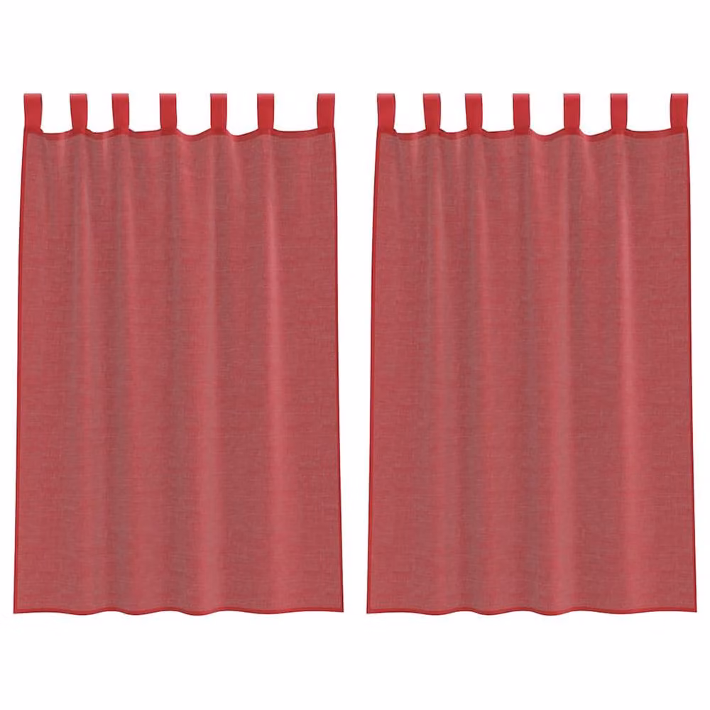 Berkfield Home Red Voile Fabric Curtains with Tabs, 2 Pack, W: 140 cm, H: 175 cm – 2