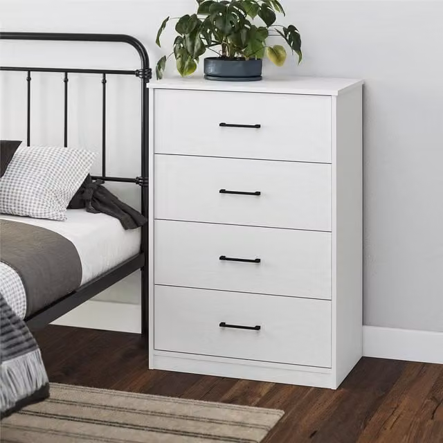 BrEZ Build Pearce 4-Drawer Dresser in White
