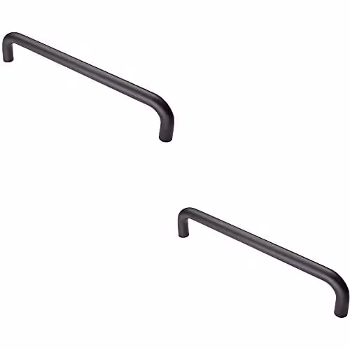 Loops 2 Pack Round D Bar Pull Handles in Matt Black, 319 x 19 mm with 300 mm Fixing Centres