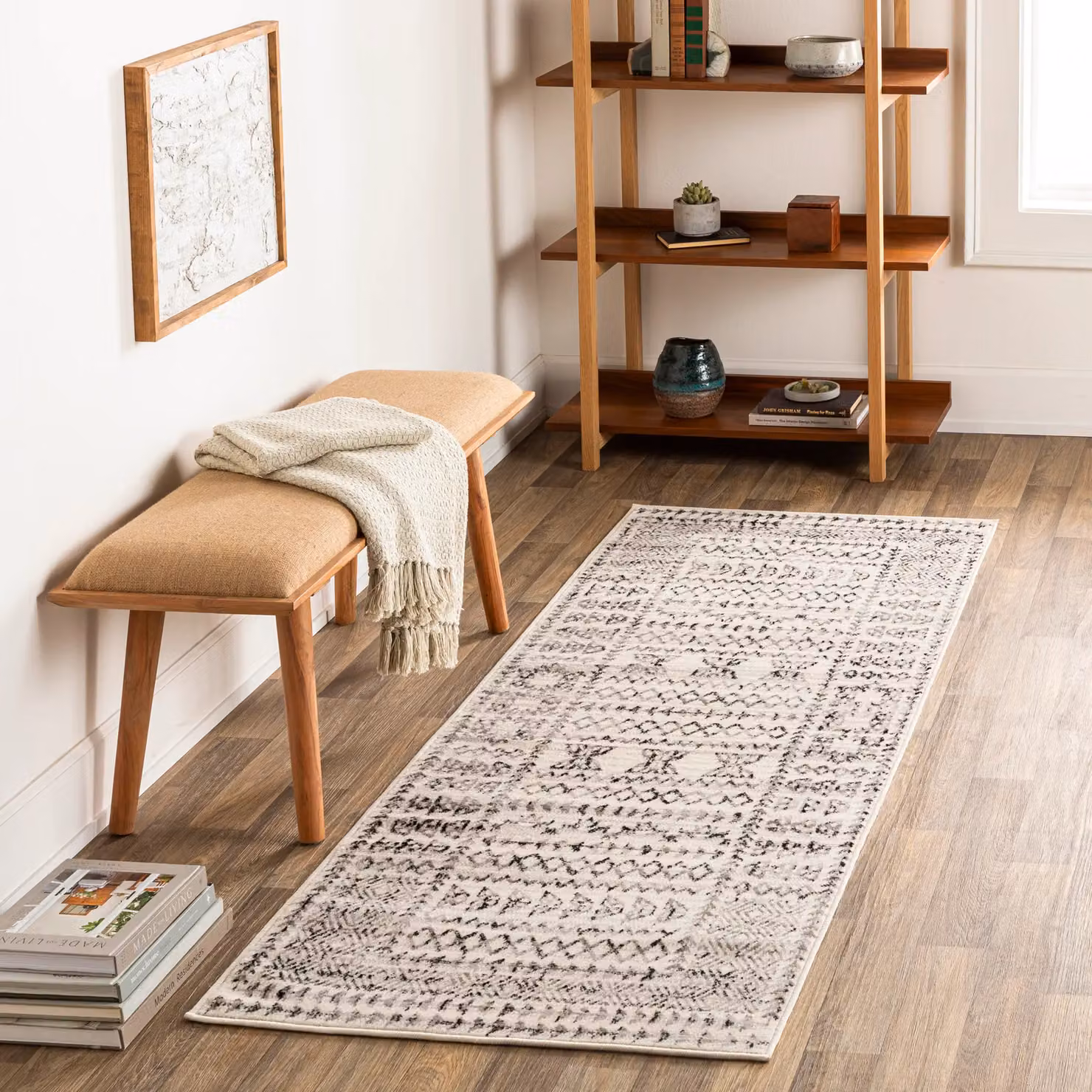 Livabliss Pisa Geometric Machine Woven Rug in Grey, White and Black, W: 150 cm, D: 210 cm – 3