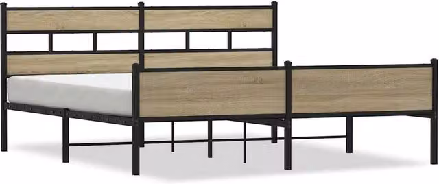 Berkfield Home Metal Bed Frame in Sonoma Oak, Super King Size, W/D/H: 180 x 200 cm – 1