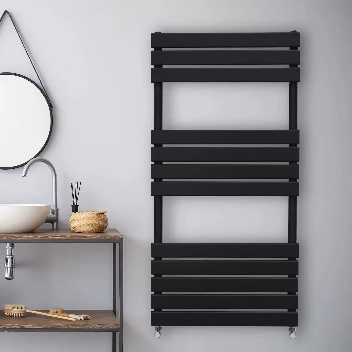 Monstershop Flat Panel Steel Towel Radiator in Black, W/H: 60 x 120 cm – 3