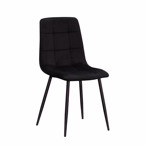 M S L Black Velvet Fabric Dining Chair with Metal Legs, W: 44 cm, D: 52 cm, H: 86 cm – 1