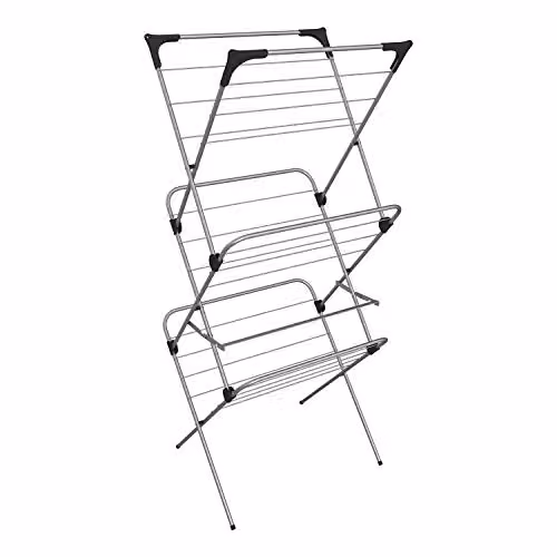 Vileda Sprint 3-Tier Foldable Clothes Airer in Silver with 15 m Washing Line