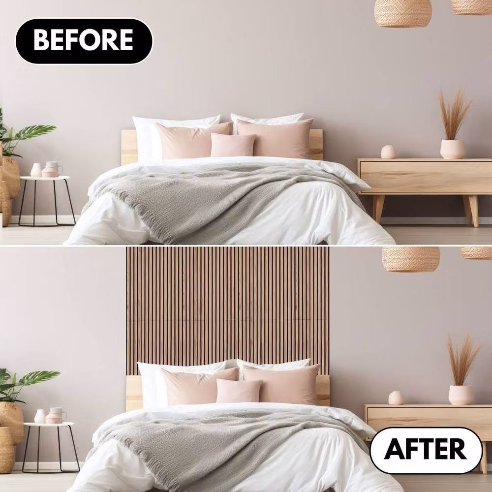 Novecrafto Wooden Acoustic Wall Panels with Felt Backing, Sound Absorbing MDF Wall Cladding, W: 120 cm, H: 60 cm – 4