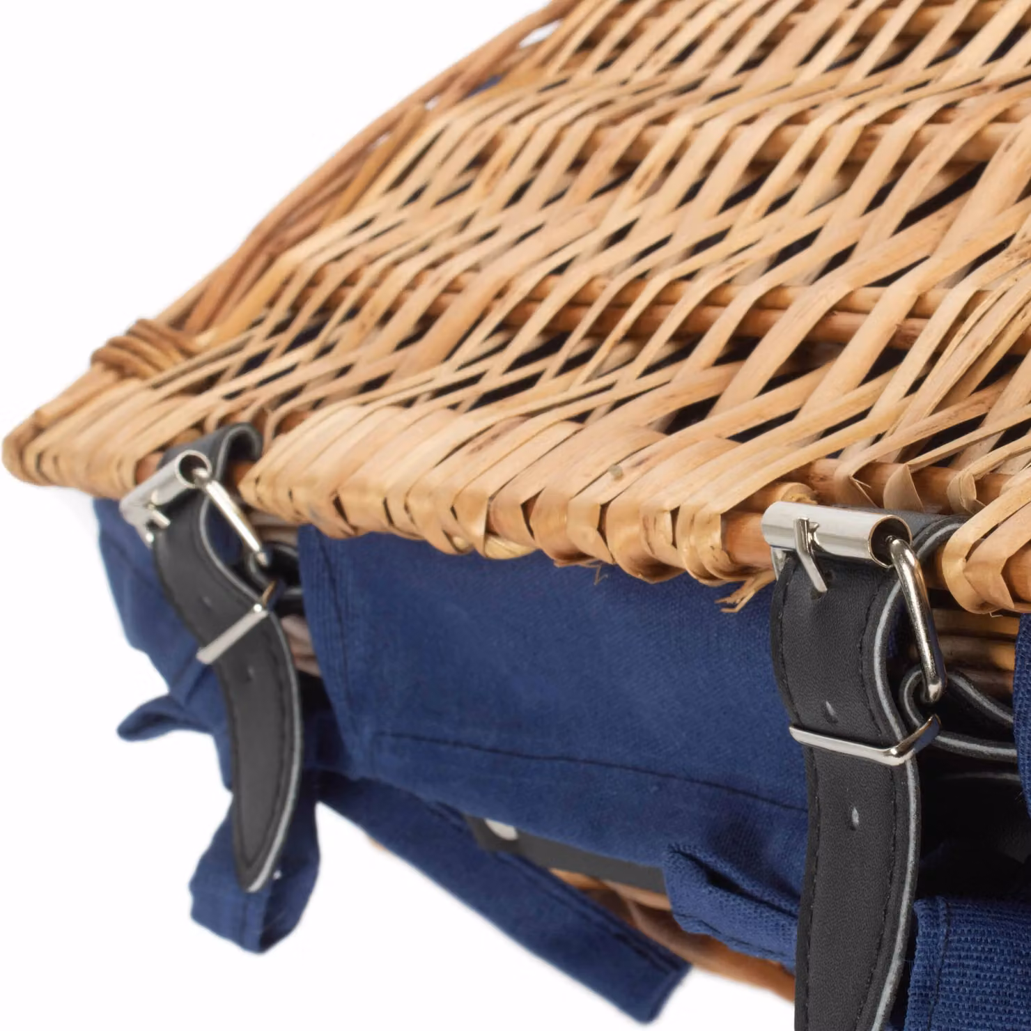 Red Hamper Small Wicker Basket with Blue Cotton Lining – 3