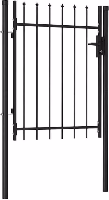 Berkfield Home Single Door Steel Fence Gate with Spike Top, Black, W: 120 cm, H: 100 cm – 1