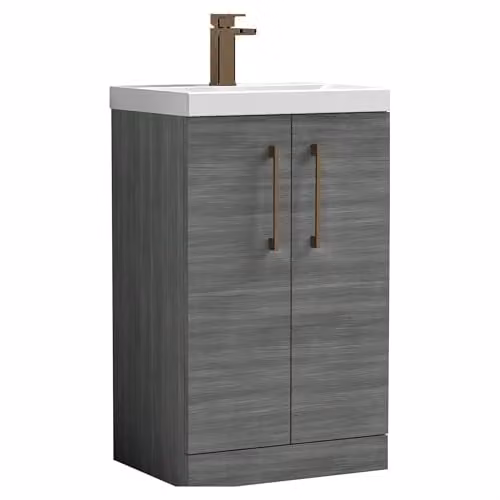 Balterley Floor Standing Bathroom Vanity Unit with Basin, Anthracite Woodgrain, W: 51.0 cm, D: 39.0 cm, H: 84.0 cm