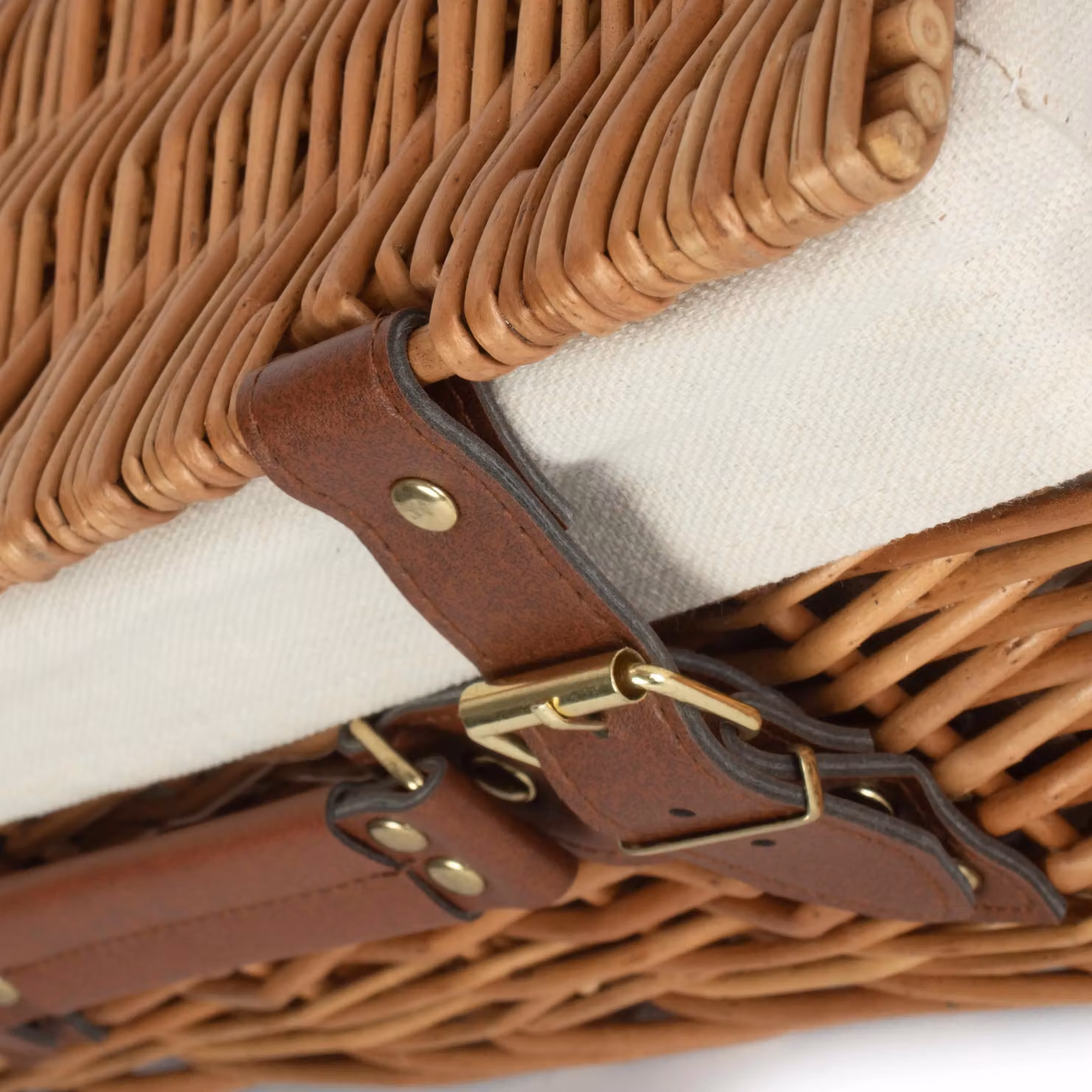 Red Wicker Picnic Basket with White Cotton Lining, 35cm – 3