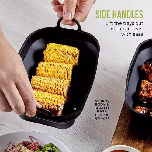 Tower Set of 2 Black Rectangular Foldable Silicone Loaf Tins – 6