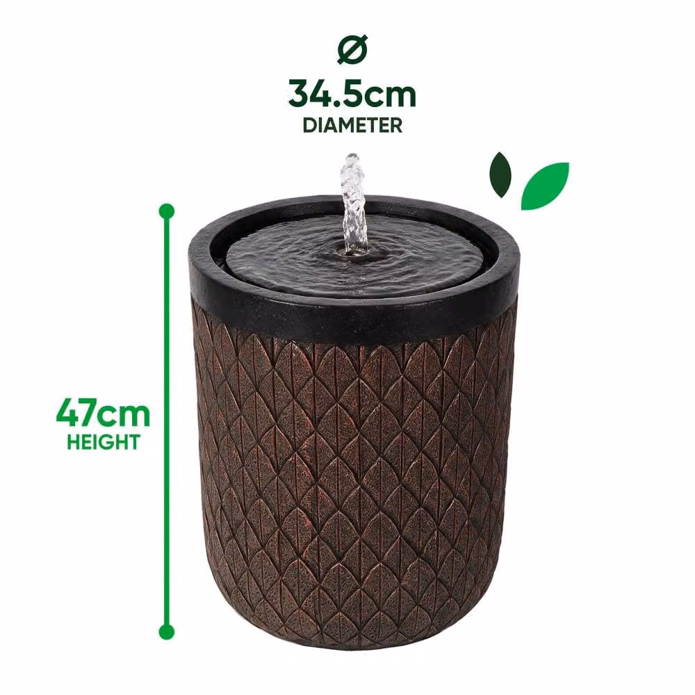 Gardenwize Solar Powered Round Decorative Outdoor Water Fountain in Brown – 2