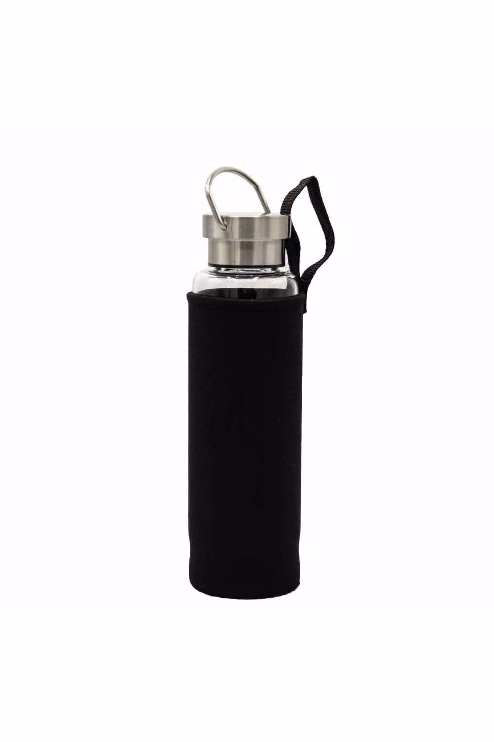 KDMD Crystal Infused Glass Water Bottle with Clear Quartz Obelisk in Silver – 2