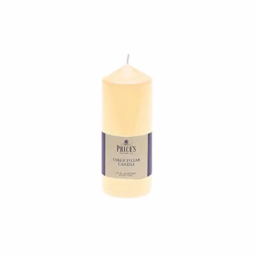 Price's Candles Unscented Ivory Pillar Candles, Smokeless and Slow Burning, H: 15.0 cm, W: 6.0 cm, D: 6.0 cm