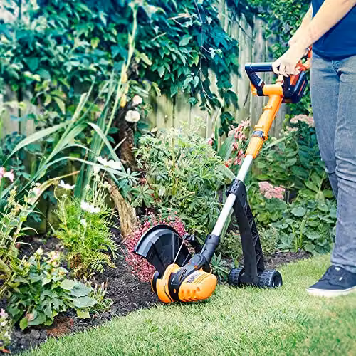 LawnMaster MX 24V 25cm Cordless Grass Trimmer and Edger with Rechargeable Battery and Cutting Line, Orange – 2