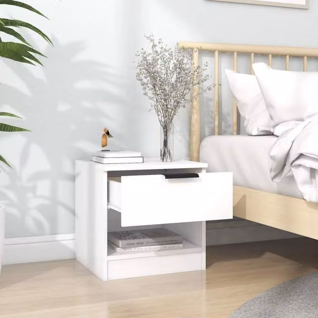 Berkfield Home Elegant Bedside Cabinets, Set of 2, White Engineered Wood, W/D/H: 39 x 40 x 40 cm
