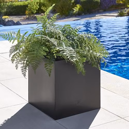 Primrose Black Galvanised Steel Cube Ornamental Outdoor Planter W/D/H: 40 x 40 x 40 cm – 4