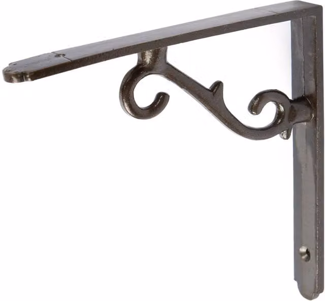 Hammer and Tongs 155mm Scroll Iron Shelf Bracket in Black and Grey