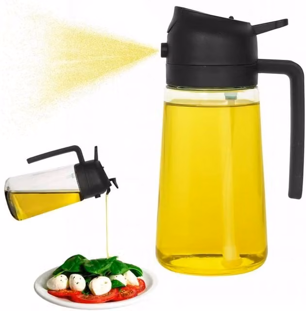 Havendro 2-in-1 Clear Glass Olive Oil Spray Bottle, 470 ml – 1