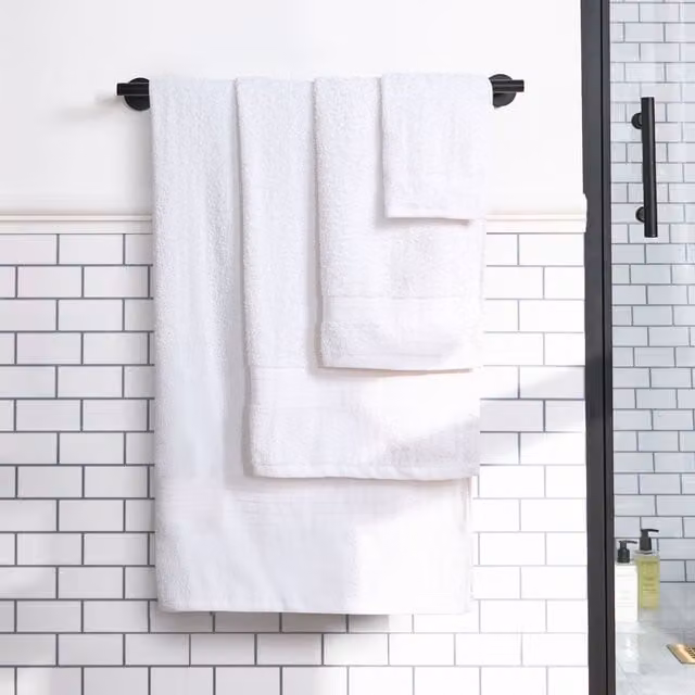 OHS 10 Pack of White Fluffy 100% Cotton Terry Bath Towels – 1