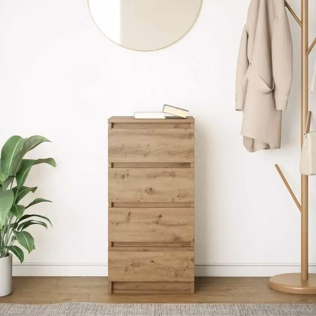 Berkfield Home Artisan Oak Sideboard in Brown, W/D/H: 37.5 x 35 x 76 cm