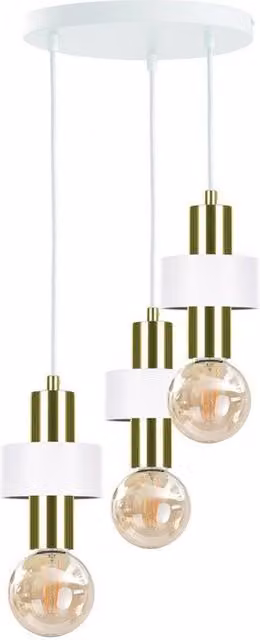 Netlighting Unica Cluster Pendant Ceiling Light in White and Gold, Diameter: 35 cm, 3x E27