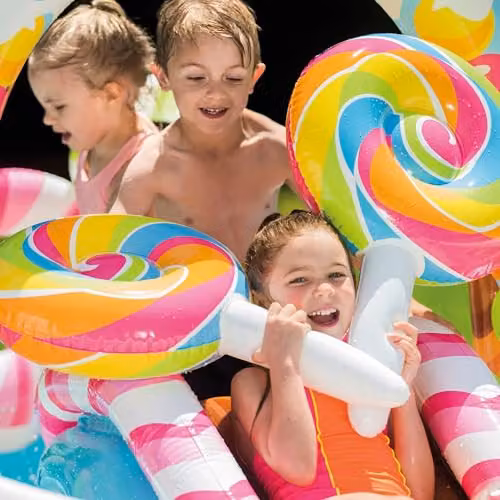 Intex Candy Zone 57149NP Inflatable Rectangular Play Centre for Children, Multicolour, W/D/H: 295 x 206 x 130 cm – 2