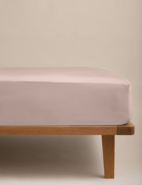 M&S Egyptian Cotton 230 Thread Count StayPut Fitted Sheet, Blush Pink, W: 180 cm, D: 200 cm