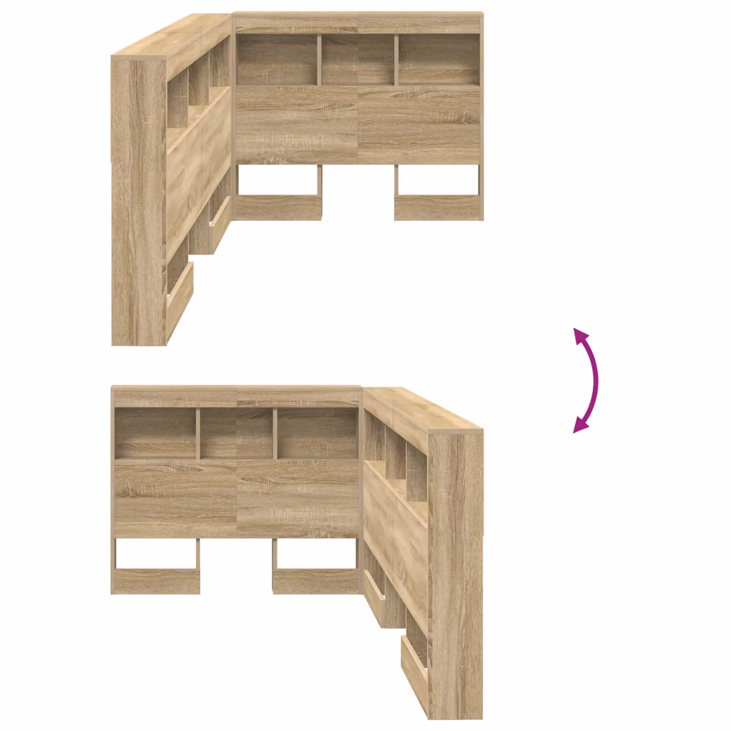 Berkfield Home Storage Headboard with Integrated Shelf in Sonoma Oak and Brown, Width: 80 cm – 3